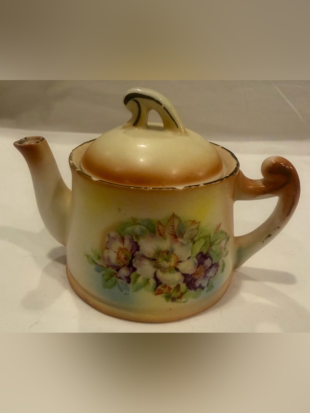 Vintage Teapot Pitcher Creamer with Floral Motif